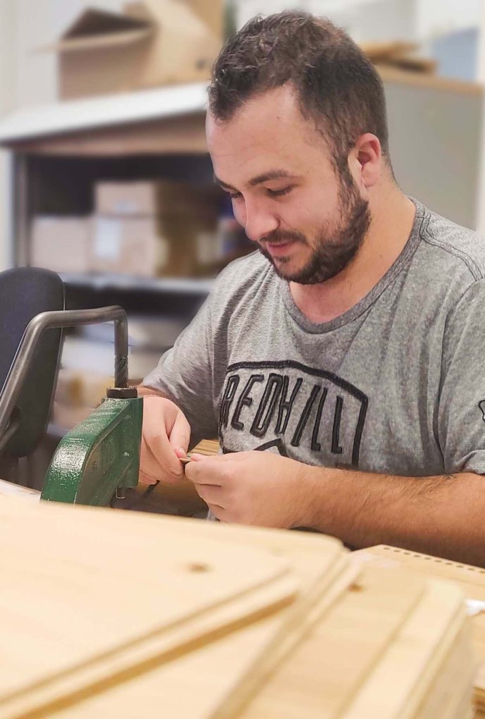 Bambook being assembled in sheltered workshop