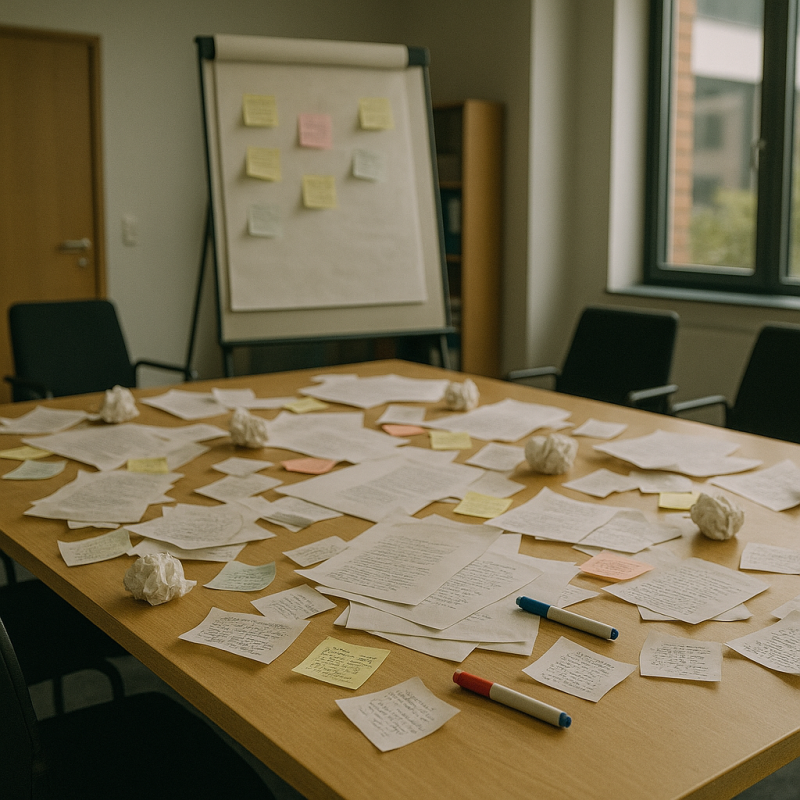 Old office with paper waste