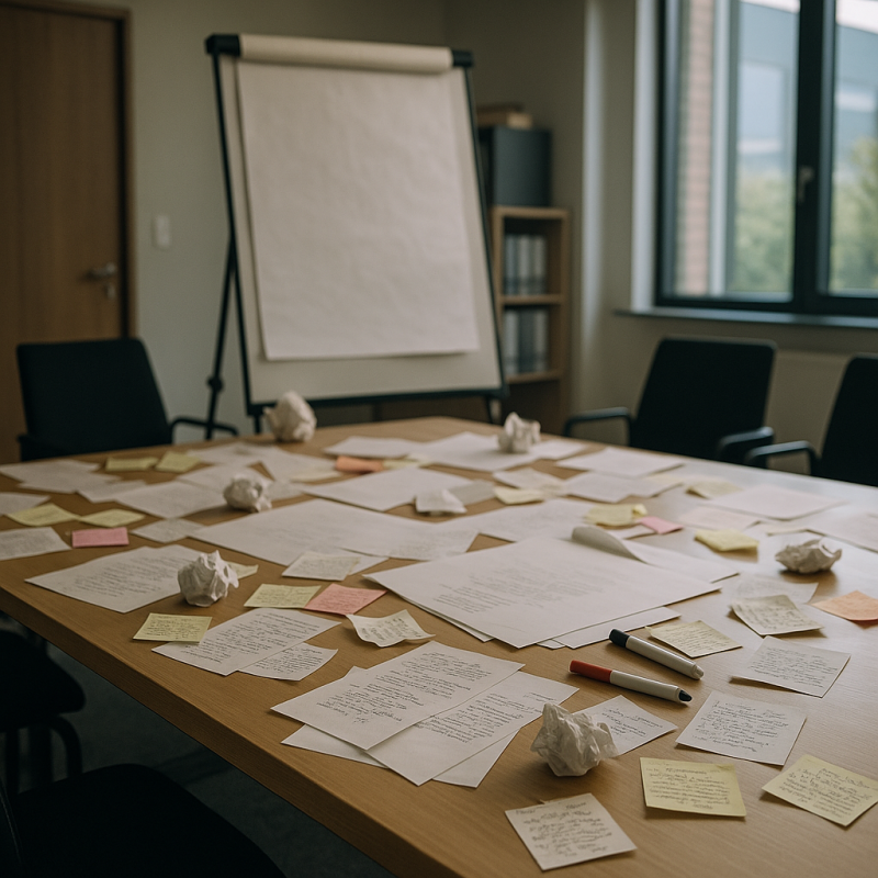 Old office with paper waste